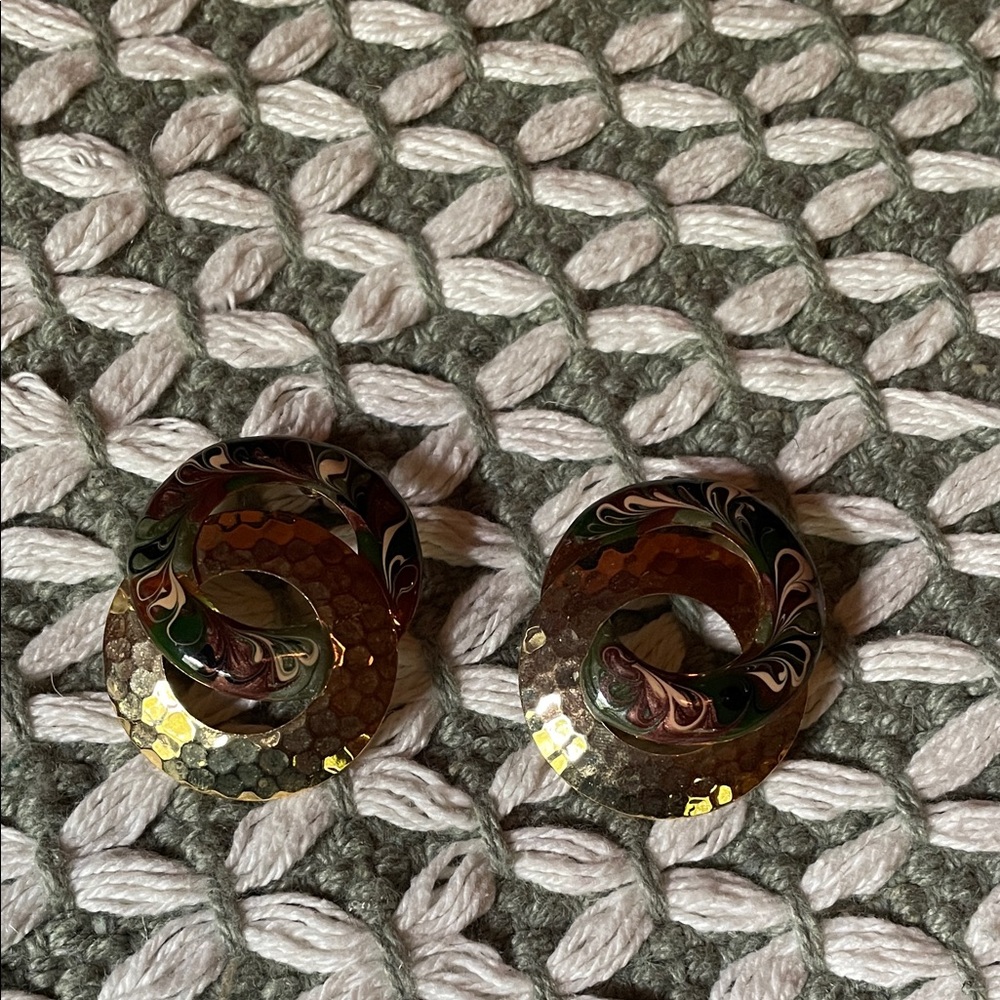 Gold and Multicolor Hoop Earrings